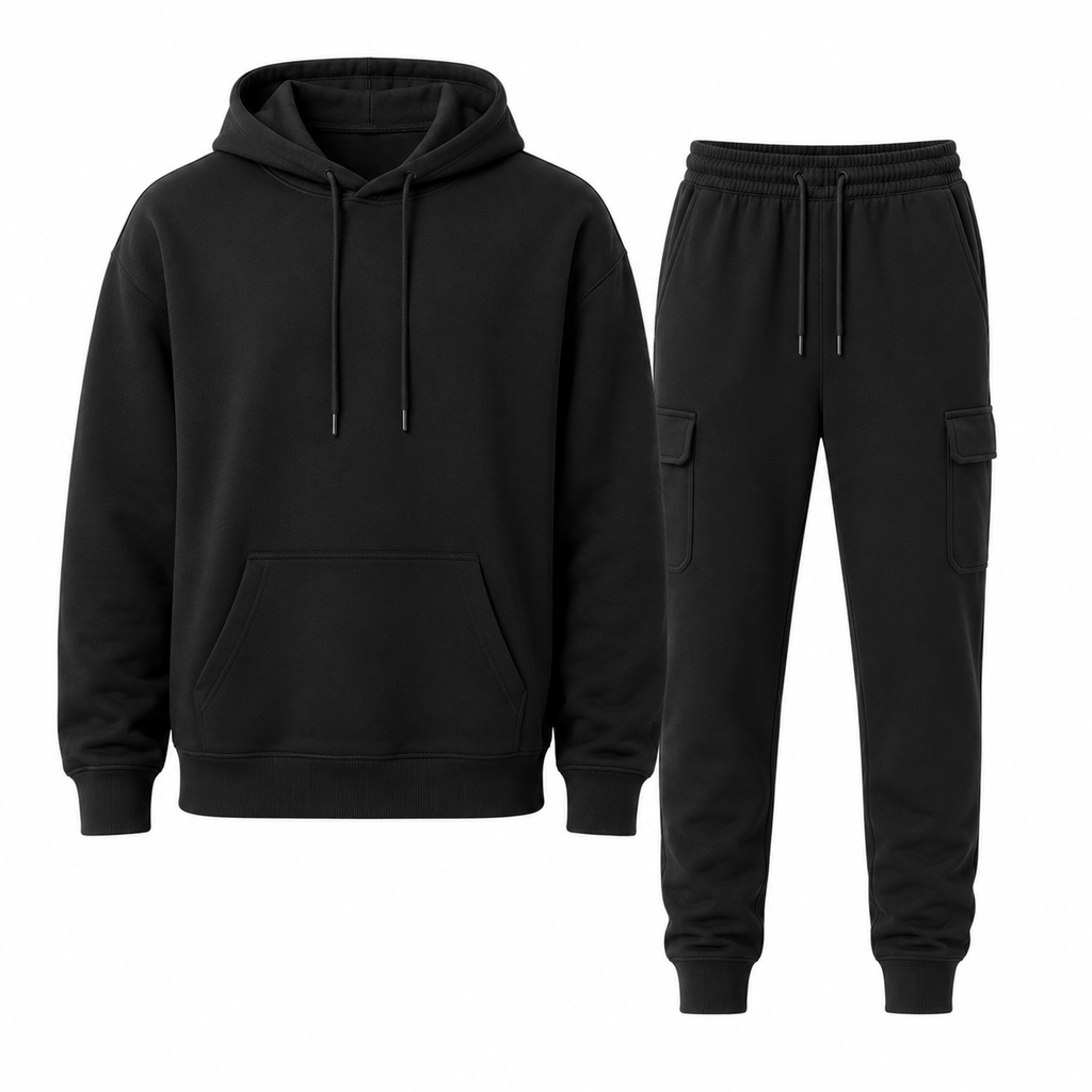 Luxury Fleece Hoodie Set - Black