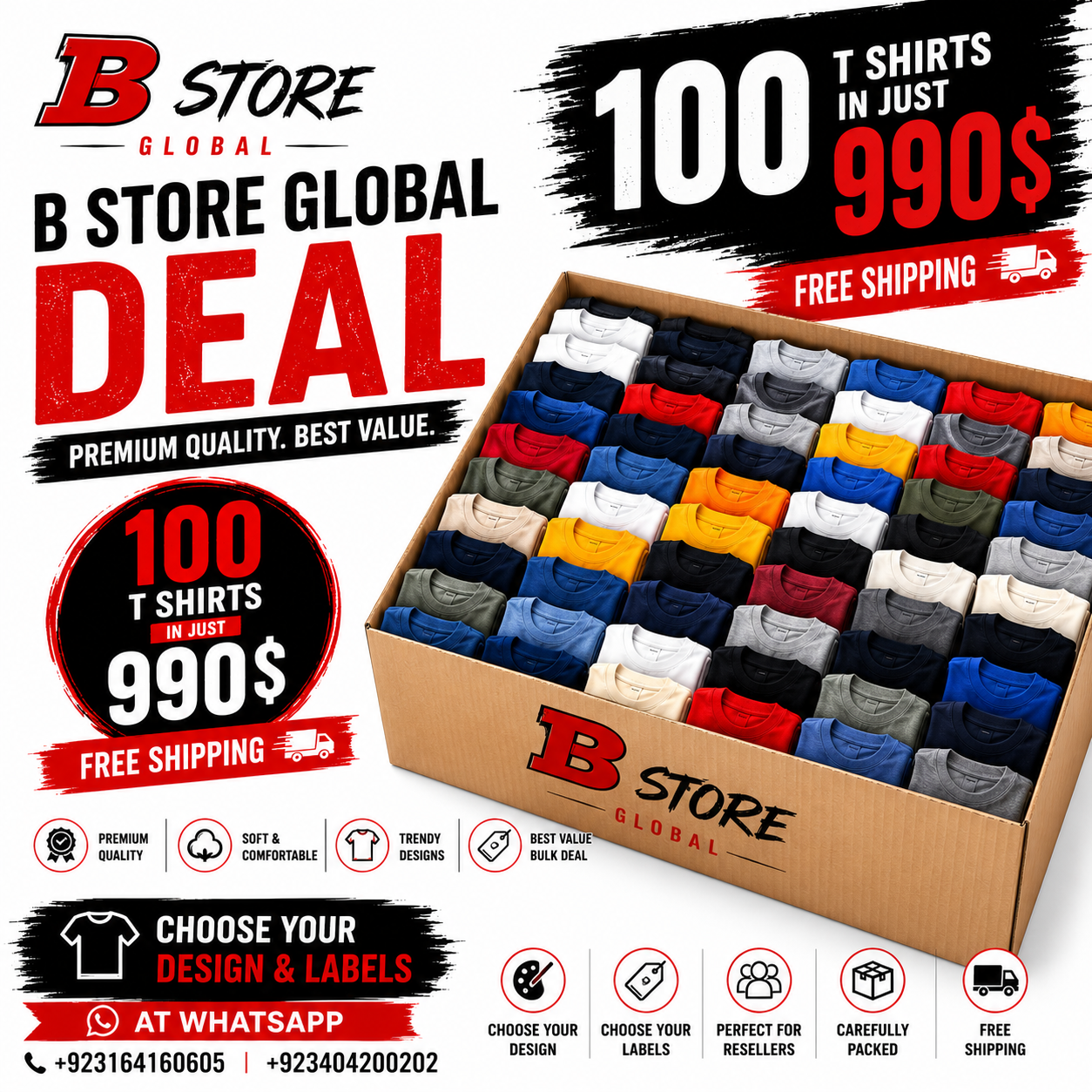 100 Premium T-Shirts Bulk Deal – Only $990 | Free Shipping