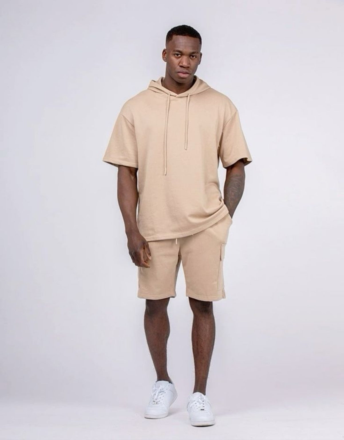 Luxury Fleece Hoodie Set - beige