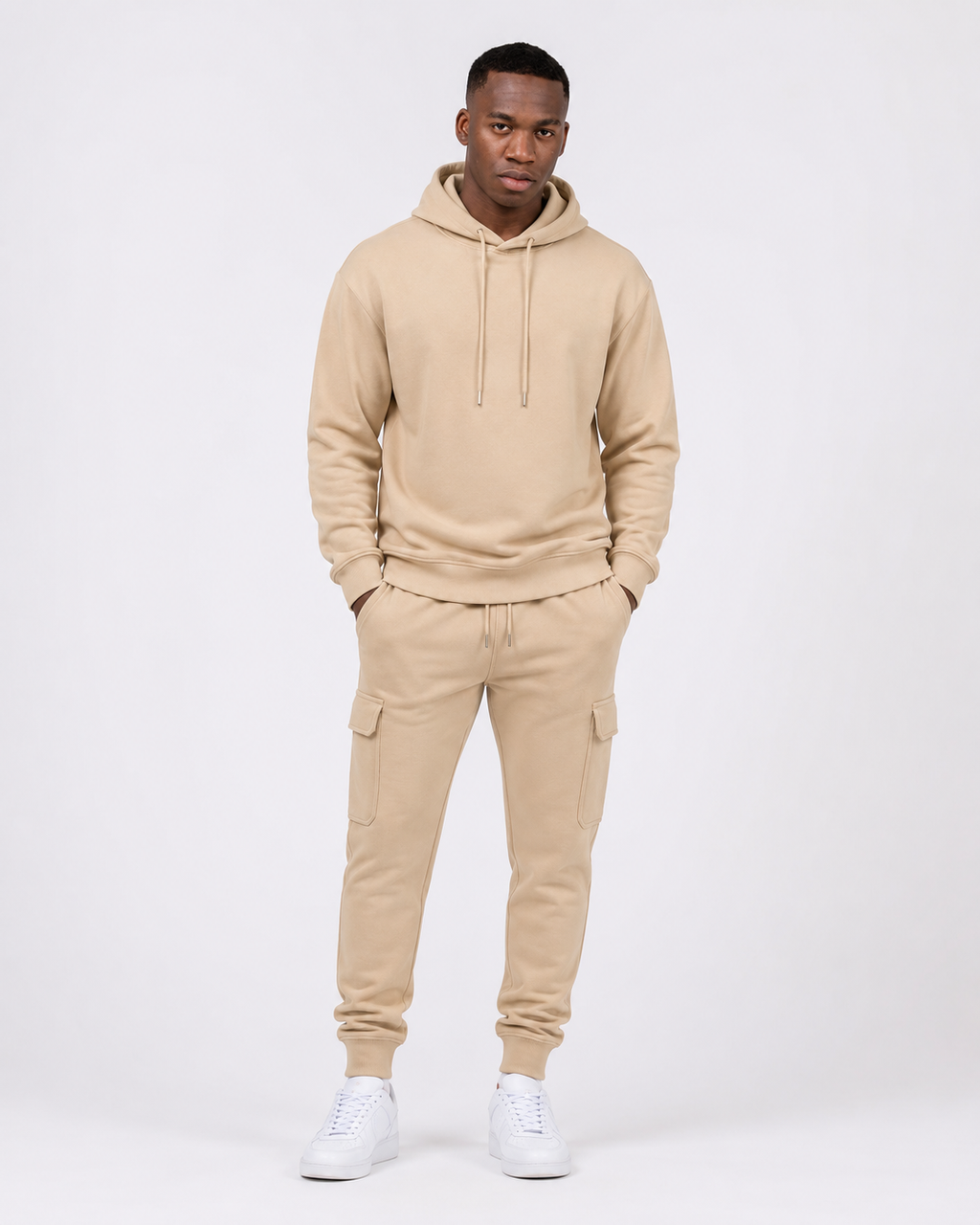 Luxury Fleece Hoodie Set - beige