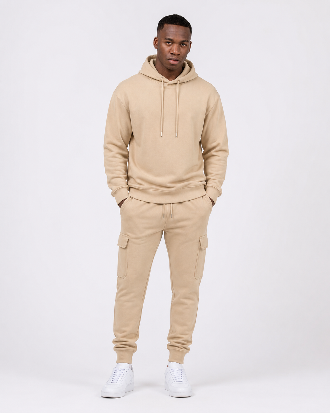 Luxury Fleece Hoodie Set - beige