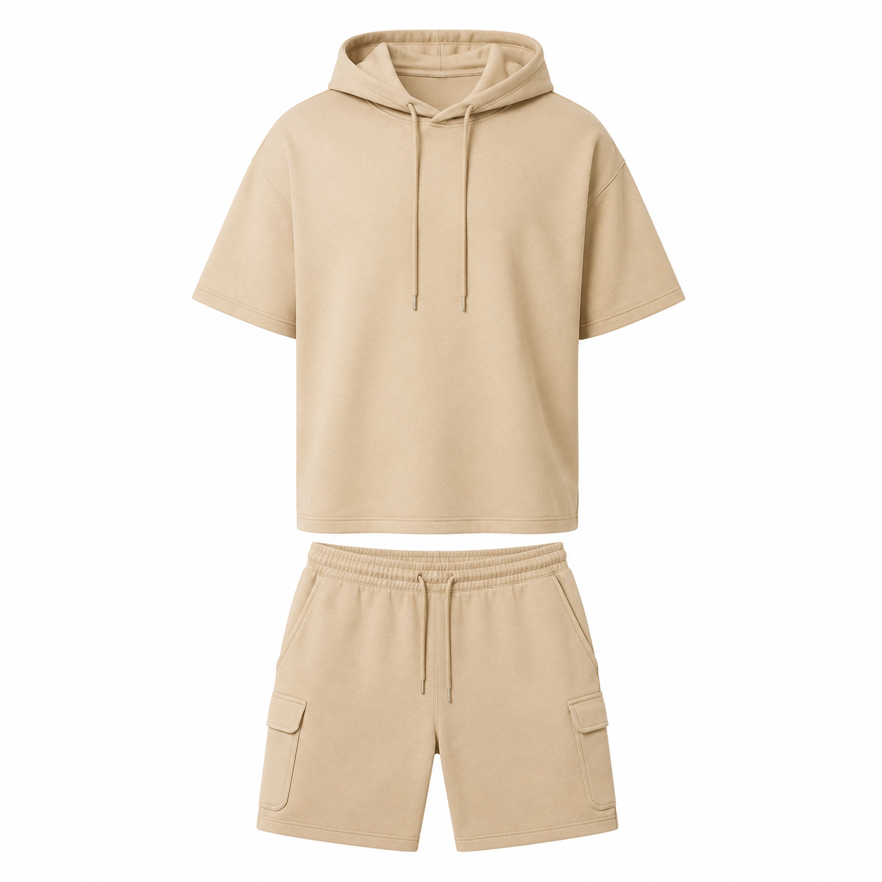 Luxury Fleece Hoodie Set - beige