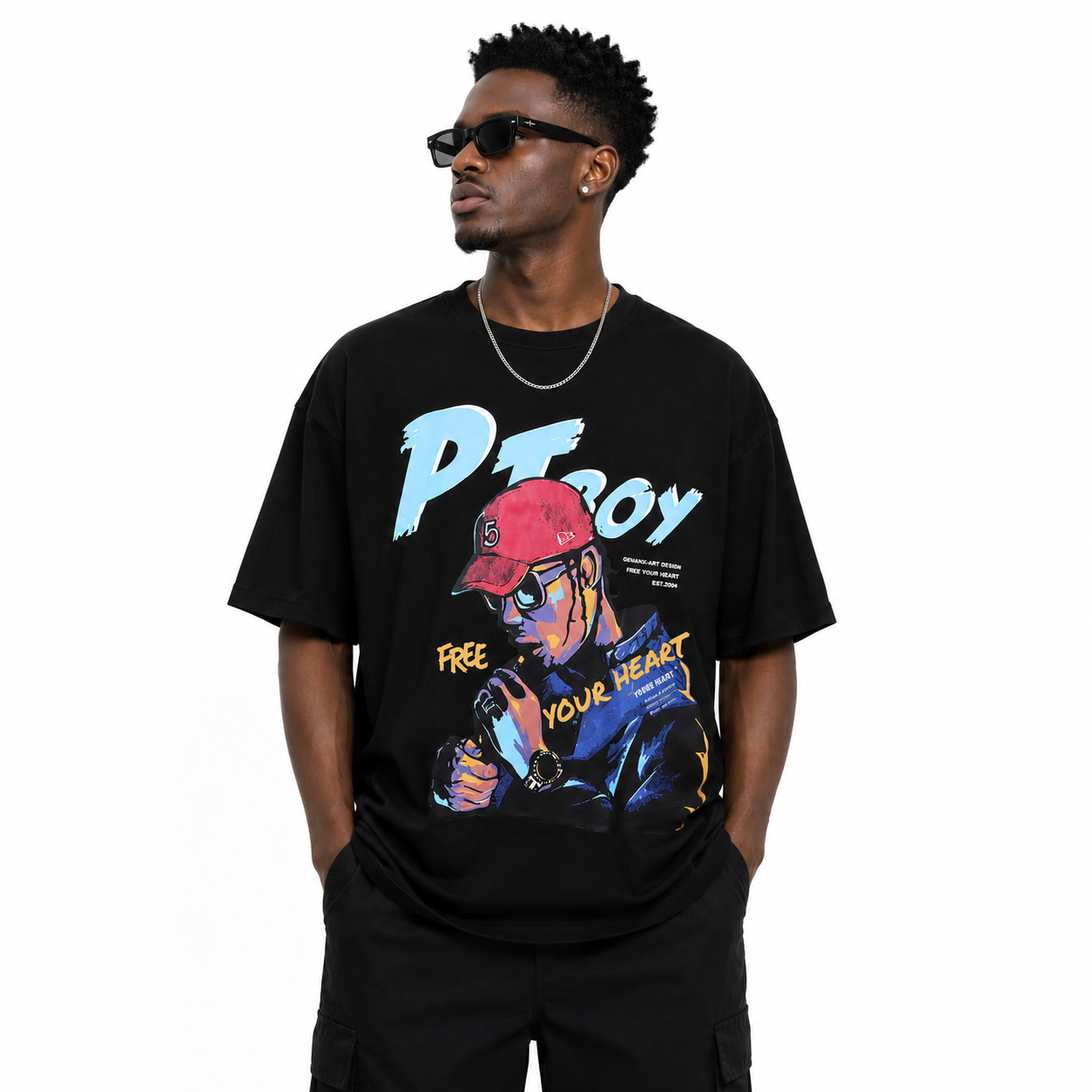 PTBoy Graphic Oversized T-Shirt – Black