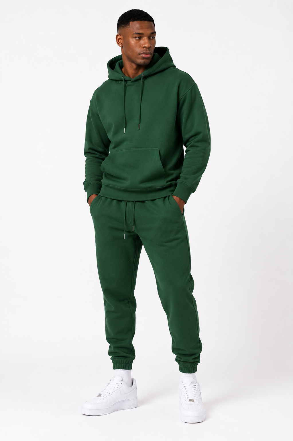 Luxury Fleece Hoodie Set - Forest Green