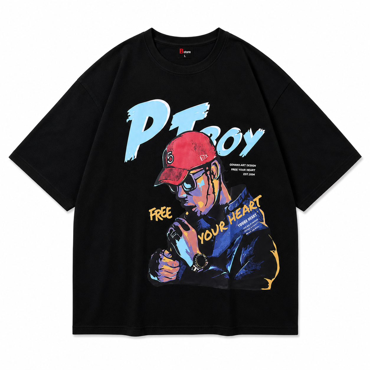 PTBoy Graphic Oversized T-Shirt – Black