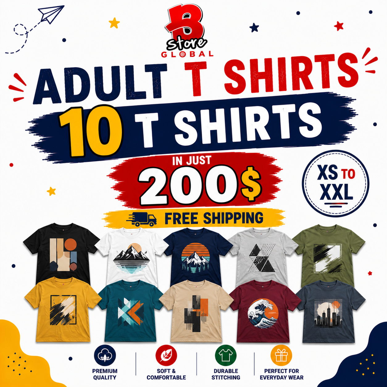 10-Adult T Shirts | Free Shipping Deal