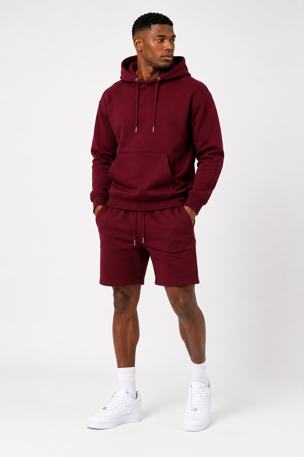 Luxury Fleece Hoodie Set - Burgendy