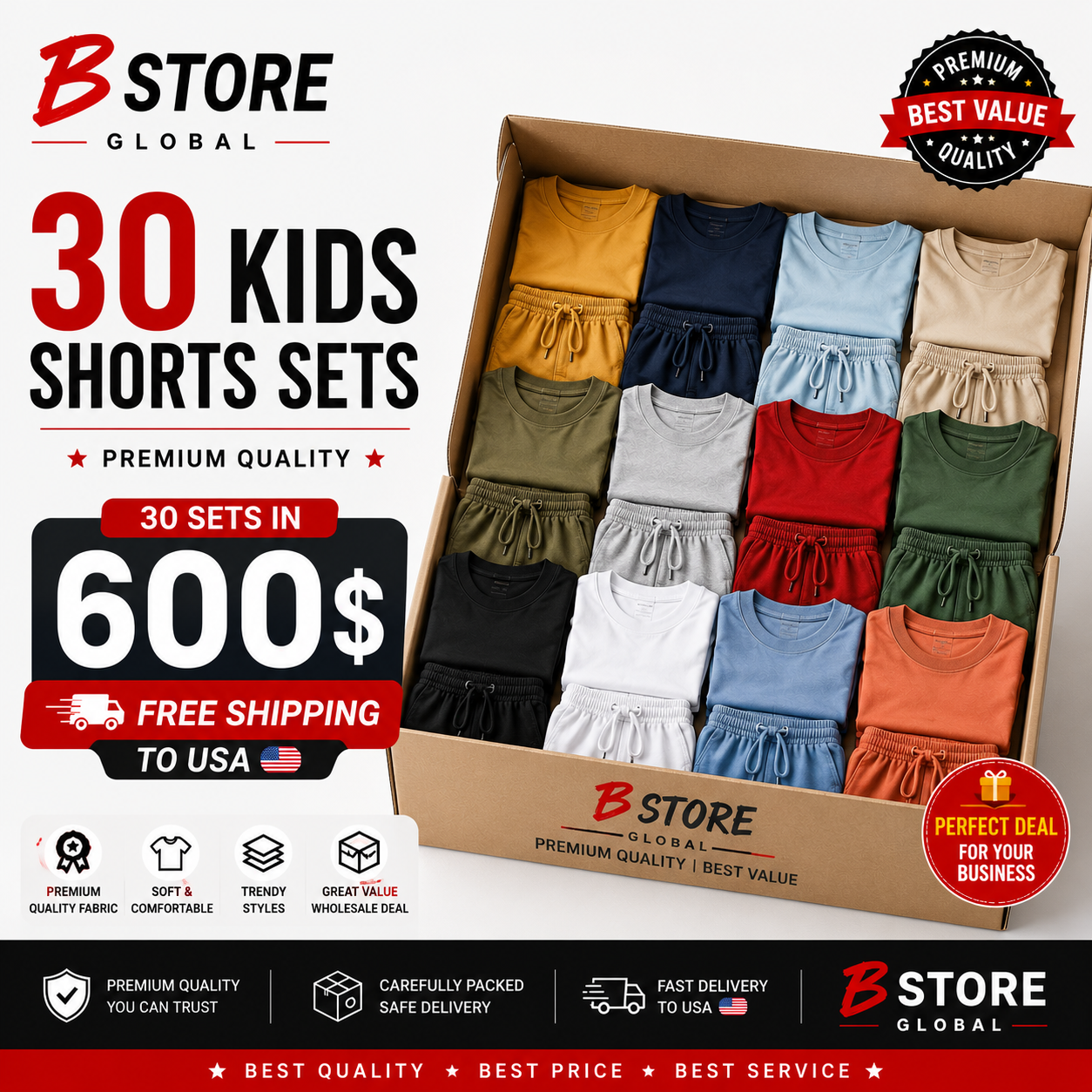 KIDS SHORTS TEE | 30 SETS