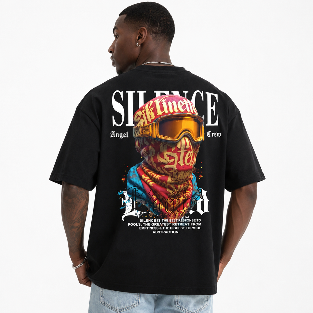 Silence Graphic Oversized T-Shirt – Black