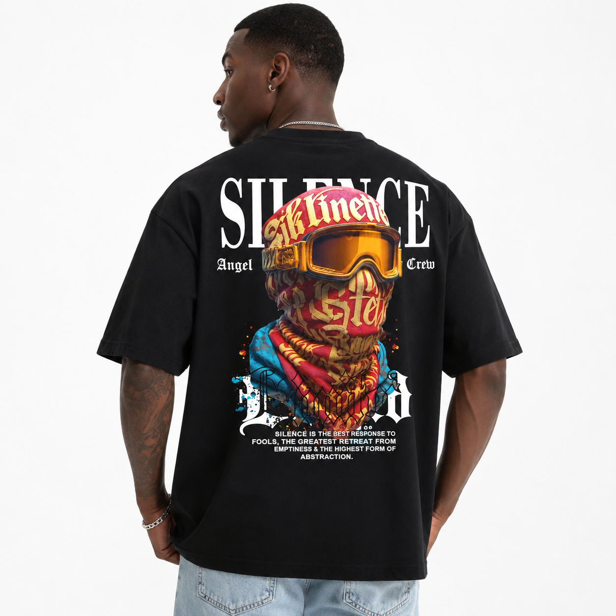 Silence Graphic Oversized T-Shirt – Black