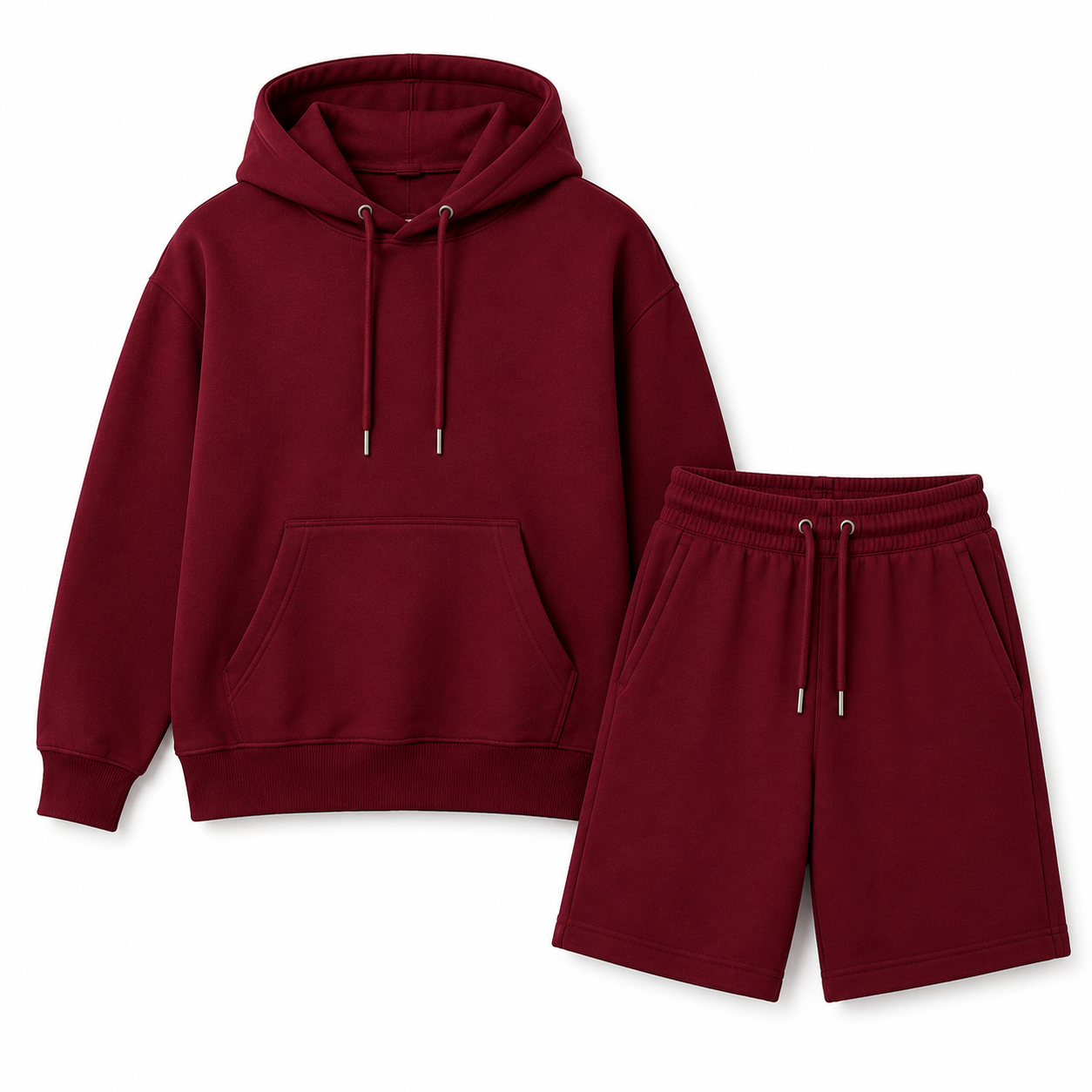 Luxury Fleece Hoodie Set - Burgendy