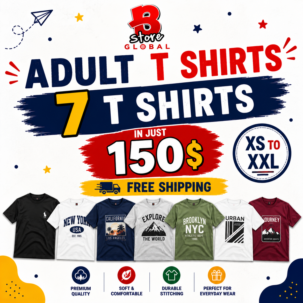 10-Adult T Shirts | Free Shipping Deal