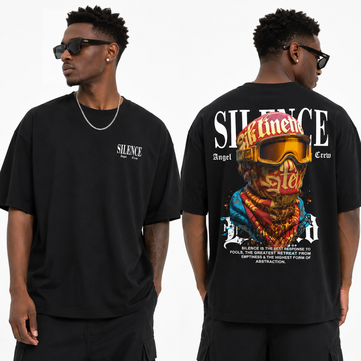 Silence Graphic Oversized T-Shirt – Black