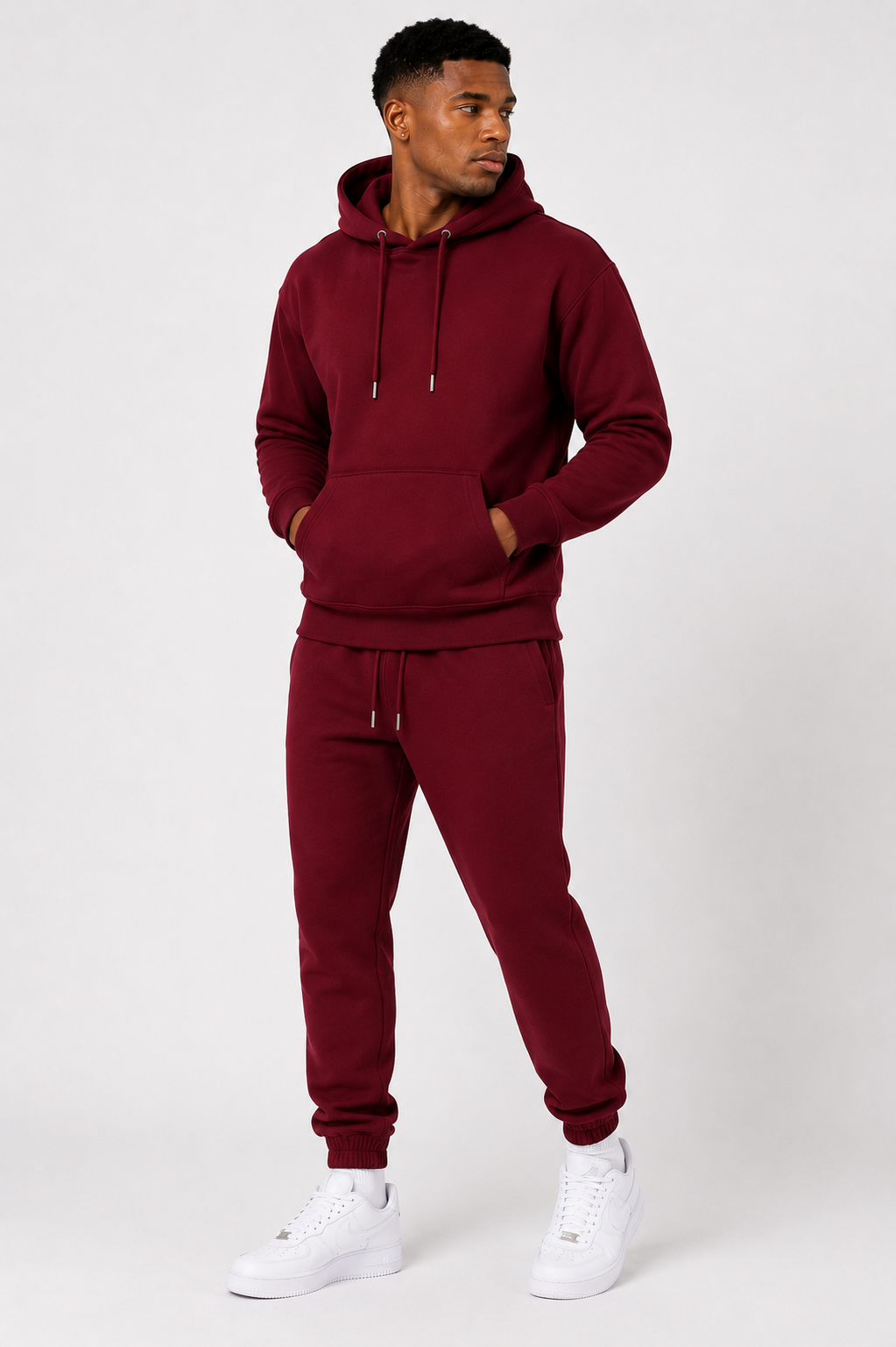 Luxury Fleece Hoodie Set - Burgendy