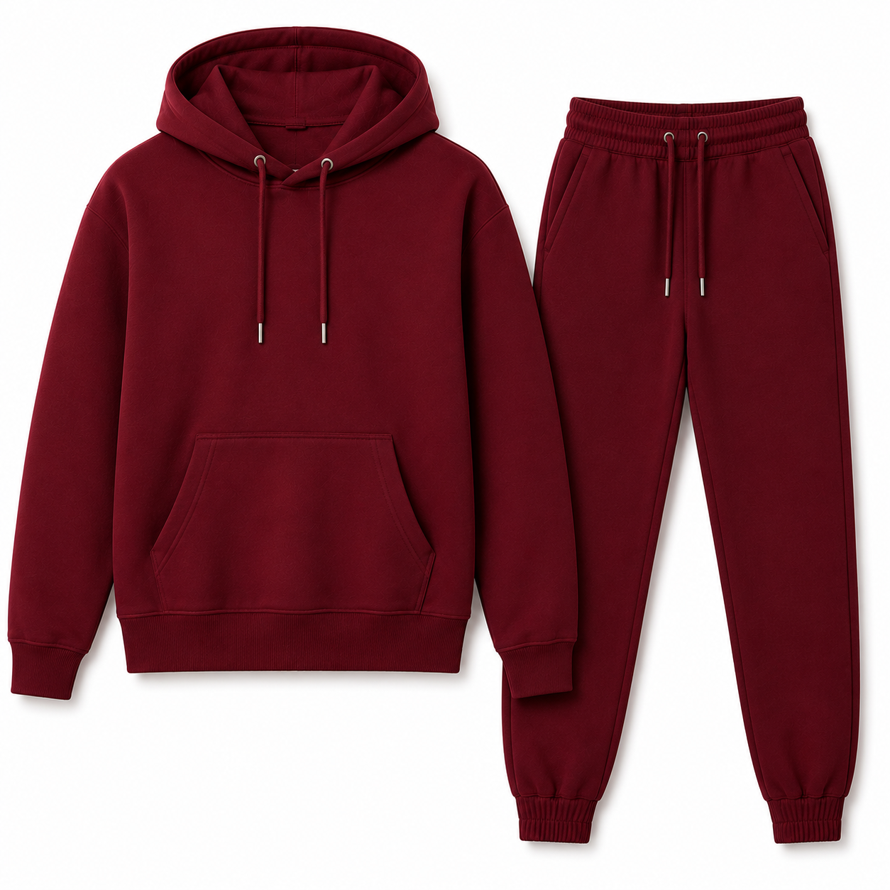 Luxury Fleece Hoodie Set - Burgendy
