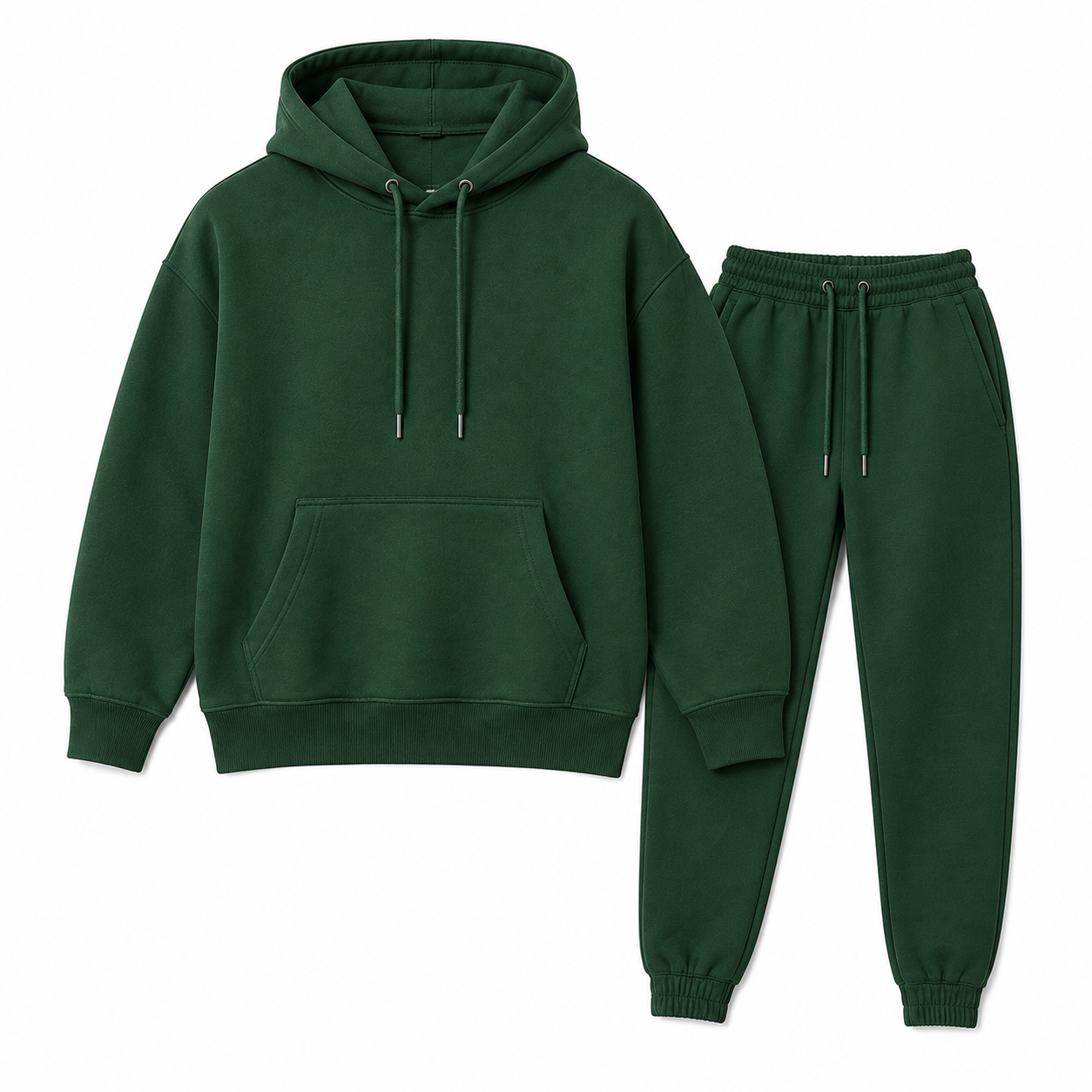 Luxury Fleece Hoodie Set - Forest Green