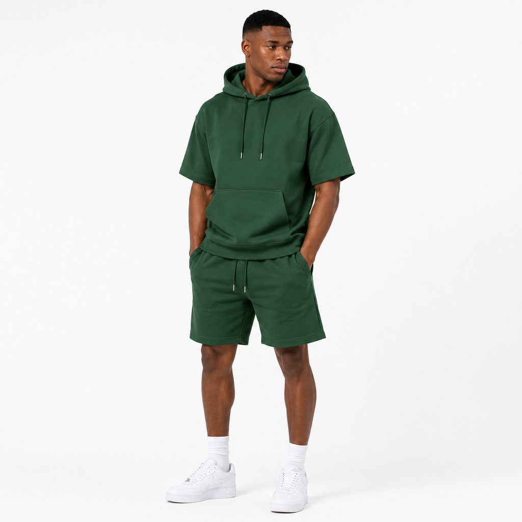 Luxury Fleece Hoodie Set - Forest Green