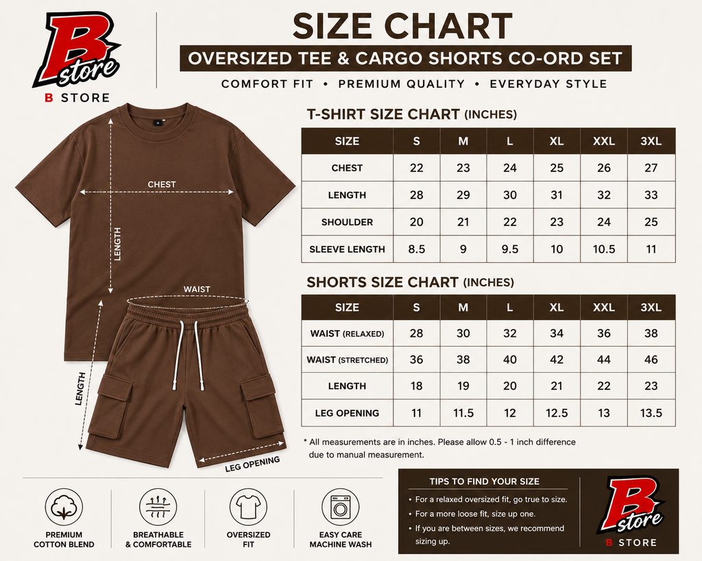 Men's Premium Oversized T-Shirt & Cargo Shorts Set | Casual Summer Co-Ord - Blue